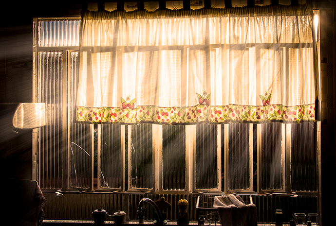 Light shines through a window